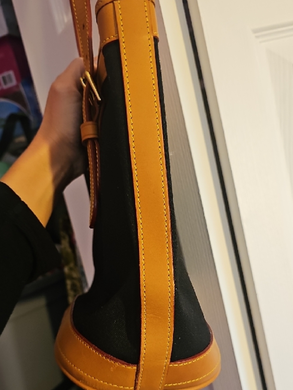 Dooney & Bourke Black Canvas Tote with Tan Leather Trim - Picture 5 of 16